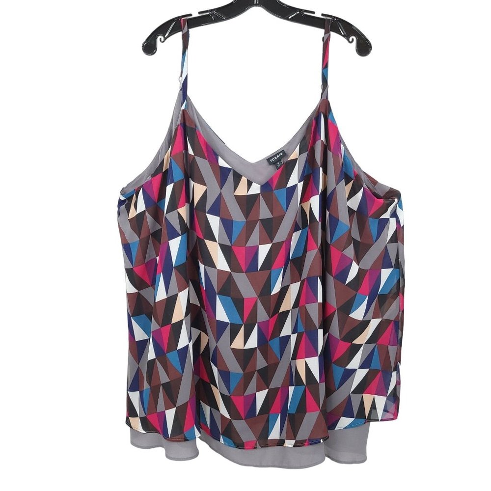 Torrid Swing Cami Top Sophie Geo Chiffon Double Layer Womens Size 5X Tank NEW